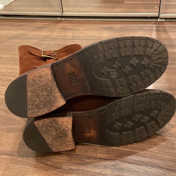 RARE Brown Suede Frye Slouch Biker Moto Veronica Boots - Size 6.5 - Picture 6 of 9